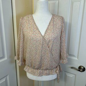 Last Chance Before Donating on 12/1! SIENNA SKY Pink and White Wrap Blouse